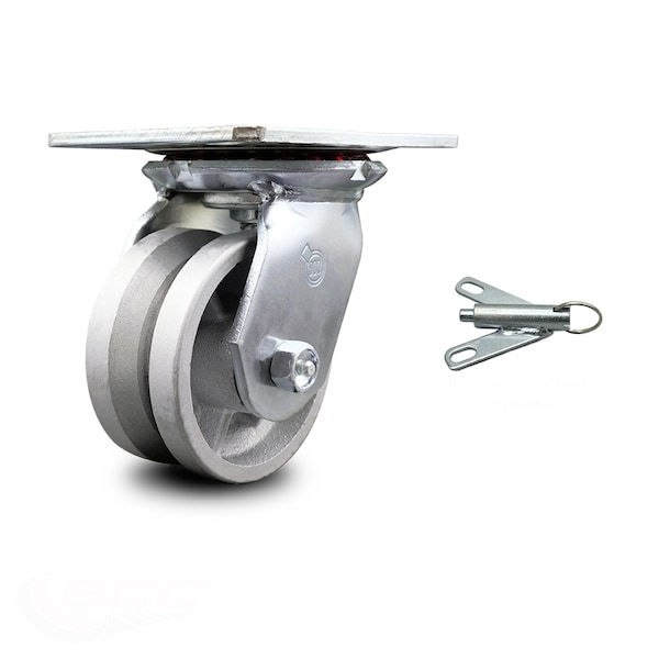 4 Inch Heavy Duty V Groove Semi Steel Caster with Ball Bearing and Swivel Lock